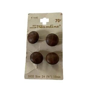 Vintage Four Beige Streamline Coat Round Buttons 5/8” (15mm) Italy Washable